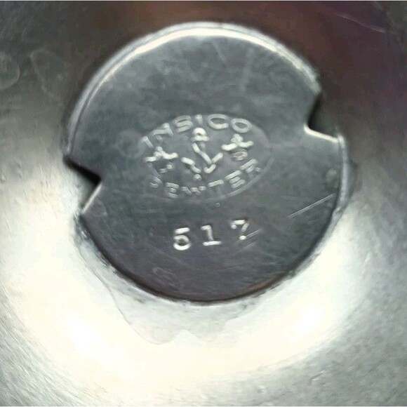 Vtg Insico Pewter Tea Pot 517 9"  Hinges Lid Pedestal Footed - Picture 7 of 9